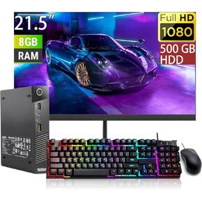 Lenovo ThinkCentre M93P Tiny PC Desktop Computer, with 21.5" FHD(1920x1080) Monitor, Core i5-4570 3.2GHz, 8GB RAM, 500GB HDD, USB WiFi, Keyboard&Mouse, Win10 Pro (Renewed)