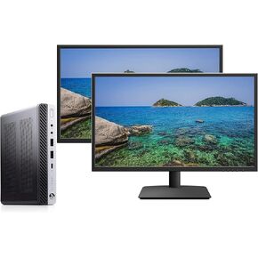 HP Elitedesk 800 G3 Mini Business Desktop (Intel Quad Core i5-6500T, 32GB DDR4 RAM, 1TB SSD) Type-C, DisplayPort DP, WiFi, Ethernet, Keyboard+Mouse, Win10 Pro 64-bit with Dual X 24" LCD (Renewed)
