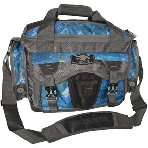 Calcutta Squall Tackle Bag | Mossy Oak Coastal Shoreline Pattern | 4 3700 Utility Boxes Trays | Removable Shoulder Strap | Compression Molded Bottom | Durable Construction