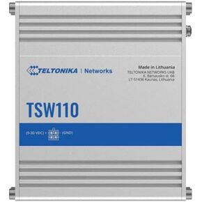Teltonika TSW110000010 Model TSW110 Industrial L2 Unmanaged Switch, 10/100/1000 Mbps Ethernet Ports, Aluminum Housing, 10 Gbps Bandwidth