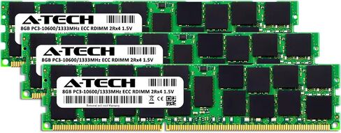 A-Tech 24GB (3x8GB) RAM for Dell PowerEdge R410, R415, R510, R515, R610, R710, R715, R815 Servers | DDR3 1333MHz ECC-RDIMM PC3-10600 2Rx4 1.5V 240-Pin ECC Registered DIMM Server Memory Upgrade Kit in Saudi Arabia