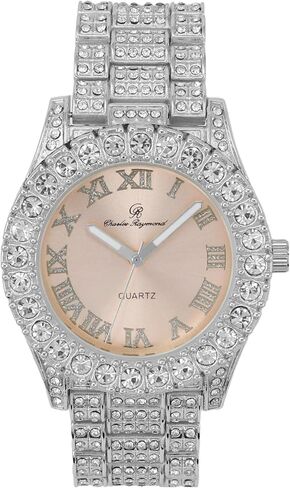 Charles Raymond Women's Baguette Cut Rainbow Iced Out Watch combs of you choices With Bling'ed Out Tennis Bracelet or Necklace with Matching Diamond Crystal Set - Rainbow - 23 in Kuwait