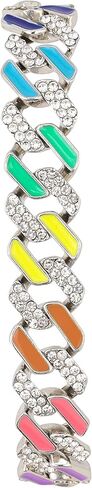 Charles Raymond Women's Baguette Cut Rainbow Iced Out Watch combs of you choices With Bling'ed Out Tennis Bracelet or Necklace with Matching Diamond Crystal Set - Rainbow - 23 in Kuwait