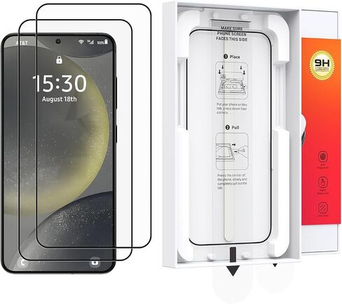 واقي شاشة الزجاج المقسّر Soopii لـ Samsung S25 /S24 ، [تركيب تلقائي لأغبار الأتربة] ، [حماية الصف العسكري] ، فقاعة فتح بصمات الأصابع خالية من Galaxy S25 /S24 6.1 بوصة (2 حزمة) in Kuwait