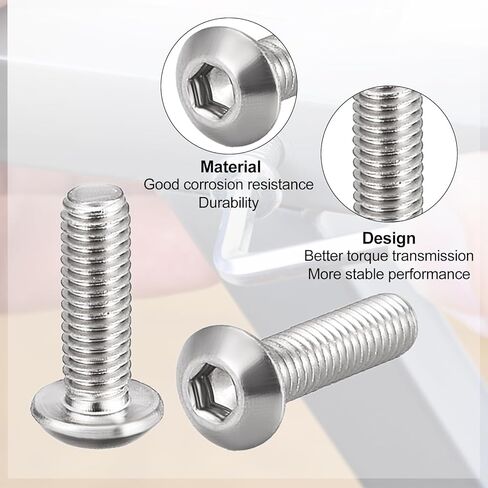 Uxcell M2x6mm الفولاذ المقاوم للصدأ عرافة المقبس زر غطاء الرأس البراغي مسامير 100 قطعة in Kuwait