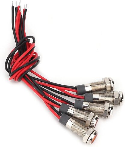 Light, 5 Pcs LED Lamp IP66 6mm LED Water Proof Metal Warning Light with Wire 1NO Red Green Yellow Blue White Concave LED Lamp, Lightfixture (DC12~24V) in Saudi Arabia