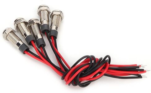 Light, 5 Pcs LED Lamp IP66 6mm LED Water Proof Metal Warning Light with Wire 1NO Red Green Yellow Blue White Concave LED Lamp, Lightfixture (DC12~24V) in Saudi Arabia