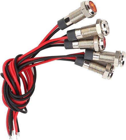 Light, 5 Pcs LED Lamp IP66 6mm LED Water Proof Metal Warning Light with Wire 1NO Red Green Yellow Blue White Concave LED Lamp, Lightfixture (DC12~24V) in Saudi Arabia