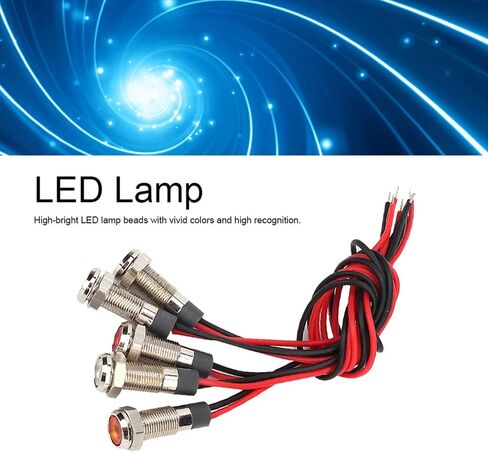 Light, 5 Pcs LED Lamp IP66 6mm LED Water Proof Metal Warning Light with Wire 1NO Red Green Yellow Blue White Concave LED Lamp, Lightfixture (DC12~24V) in Saudi Arabia