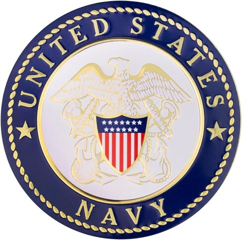 SHOP AWARDS AND GIFTS 4 Inch Round Embossed United States Navy Shield Emblem Medallion, Metal Decal Adhesive Sticker, Peel and Stick Back, Honor Service Members, Veterans, Family, Pack of 1 in Kuwait