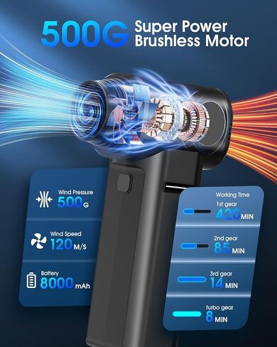 Duster Air Air مضغوط ، 500 جرام من طاقة Super Cordless Duster الكهربائية القابلة لإعادة الشحن ، ومكونة من طائرة مفاتيح مفاتيح طائرة Turbo الطائرات التوربينية من 40000 دورة في الدقيقة ، ومنظف لوحة مفاتيح توربو من منفاخ الهواء 4-gear للكمبيوتر الشخصي (أسود) in Saudi Arabia