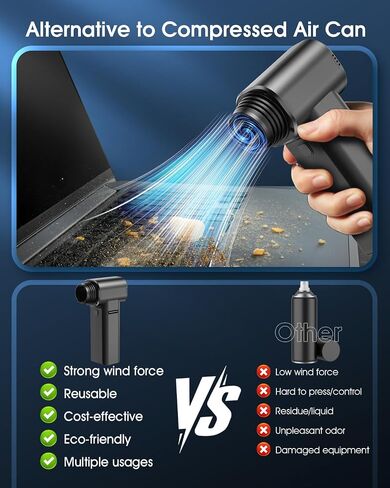 Duster Air Air مضغوط ، 500 جرام من طاقة Super Cordless Duster الكهربائية القابلة لإعادة الشحن ، ومكونة من طائرة مفاتيح مفاتيح طائرة Turbo الطائرات التوربينية من 40000 دورة في الدقيقة ، ومنظف لوحة مفاتيح توربو من منفاخ الهواء 4-gear للكمبيوتر الشخصي (أسود) in Saudi Arabia