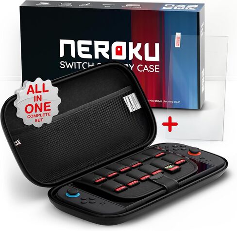 Neroku Durable Travel Case for Nintendo Switch 2 [Model 2025] I Hard Shell Carrying Switch 2 Case with 12 Game Card Slots, Screen Protector I Black EVA Protective Cover in Saudi Arabia