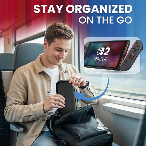 Neroku Durable Travel Case for Nintendo Switch 2 [Model 2025] I Hard Shell Carrying Switch 2 Case with 12 Game Card Slots, Screen Protector I Black EVA Protective Cover in Saudi Arabia
