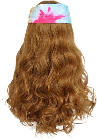 ANOGOL Hair Cap+5pcs Set Disco Wig Brown Mullet Men's Wig Dark Brown Curly Punk Rocker Wig with Glasses Mustache Necklace 70S Wigs For Men 80S Costumes For Men 1970s 1980s Wig Synthetic Hair Rocker Costume Set Wig For Party Halloween in Saudi Arabia