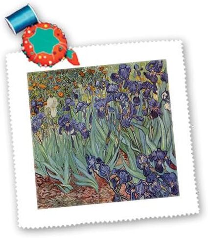 3dRose qs_46958_1 Van Gogh Irises Iris، زهرة، ذكرى الزهور، الذكرى السنوية للزفاف، الذكرى السنوية الخامسة والعشرين، مربع لحاف الإيمان، 10 × 10 بوصة in Saudi Arabia