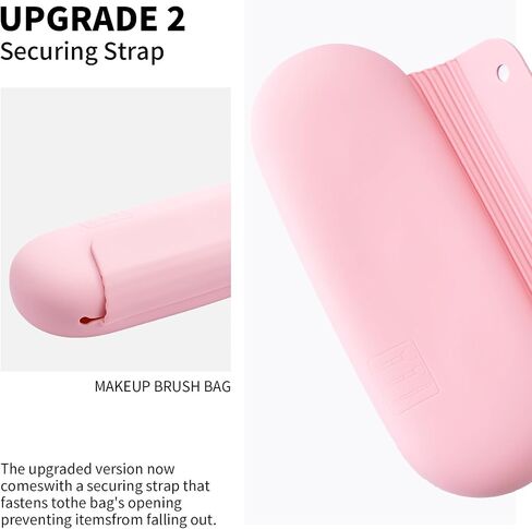AGIKET Silicone Makeup Brush Holder Travel Cosmetic Bag：Soft Portable Cosmetic Face Brushes Holder with Upgrade Anti-Fall Out Magnetic Closure, Large Travel Makeup Brush Case - Walnut in Saudi Arabia