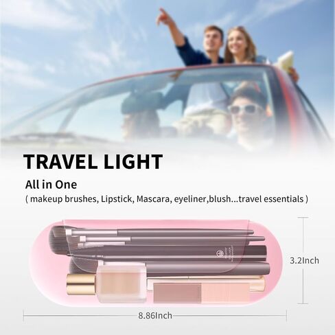 AGIKET Silicone Makeup Brush Holder Travel Cosmetic Bag：Soft Portable Cosmetic Face Brushes Holder with Upgrade Anti-Fall Out Magnetic Closure, Large Travel Makeup Brush Case - Walnut in Saudi Arabia
