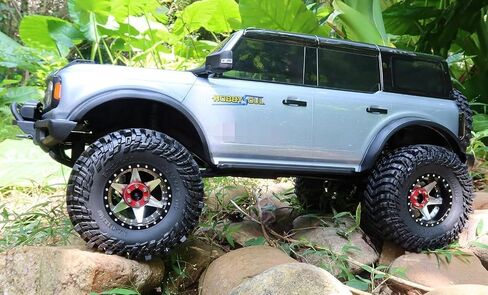 HOBBYSOUL 5.0'' Tall Soft Sticky 2.2 Tires & Adjustable 4 Negative Offsets 2.2 Beadlock Wheels Rims Silver Black For RC Mud Crawler All Terrain Trail Gen7 Gen8 Capra Wraith TRX4, (4-Pack) in Saudi Arabia