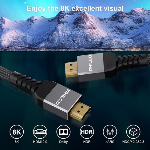 PHILCO HDMI Splitter 1 in 2 Out، 4K 1080P 3D مرآة شاشة مزدوجة، مضخم صوت محمول مع كابل HDMI بطول 4 أقدام - HDMI Splitter 1x2 لمشاهدة غامرة in Kuwait