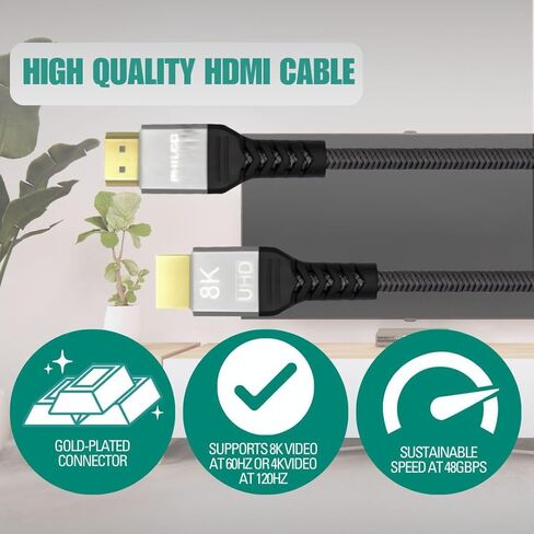 PHILCO HDMI Splitter 1 in 2 Out، 4K 1080P 3D مرآة شاشة مزدوجة، مضخم صوت محمول مع كابل HDMI بطول 4 أقدام - HDMI Splitter 1x2 لمشاهدة غامرة in Kuwait