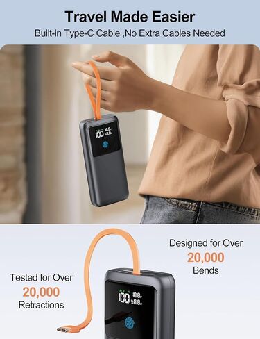 Portable Charger,Laptop Power-Bank-65w - 24000mah Fast Charging Powerbank Compatible with iPhone,Samsung,Macbook,iPad,Tablet,USB-C,Rechargeable External Battery Pack for Cell Phone,Type C,Black in Saudi Arabia