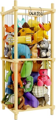 HAIDAIYA Stuffed Animal Zoo Storage Cage Wooden, 36''(3ft) Wood Large Stuffed Animal Storage Basket, Toy Storage for Big Stuffed Animals, Large Toy Chest for Kids Girls Boys Toy Organizer Holder in Saudi Arabia
