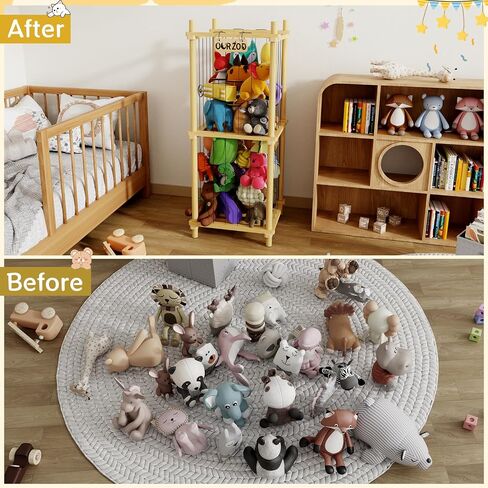 HAIDAIYA Stuffed Animal Zoo Storage Cage Wooden, 36''(3ft) Wood Large Stuffed Animal Storage Basket, Toy Storage for Big Stuffed Animals, Large Toy Chest for Kids Girls Boys Toy Organizer Holder in Saudi Arabia
