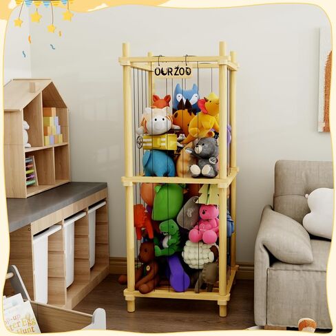 HAIDAIYA Stuffed Animal Zoo Storage Cage Wooden, 36''(3ft) Wood Large Stuffed Animal Storage Basket, Toy Storage for Big Stuffed Animals, Large Toy Chest for Kids Girls Boys Toy Organizer Holder in Saudi Arabia