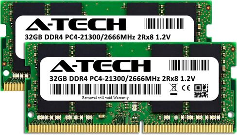 مجموعة A-Tech 32GB (2x16GB) ذاكرة الوصول العشوائي لـ Dell G3 15 3590 ، G5 15 5590 ، G7 15 7590 ، G7 17 7790 Gaming Laptop | DDR4 2666MHz PC4-21300 SODIMM 1.2V 260-PIN ترقية الذاكرة SOC DIMM in Kuwait