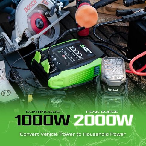 1000W WENVERTER 2000W ذروة W/DC 12V إلى 3x 120V AC ، 2x 2.4AMP USB ، أقواس التثبيت والمشابك المشمولة in Saudi Arabia