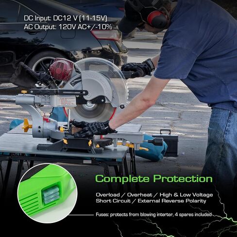 1000W WENVERTER 2000W ذروة W/DC 12V إلى 3x 120V AC ، 2x 2.4AMP USB ، أقواس التثبيت والمشابك المشمولة in Saudi Arabia