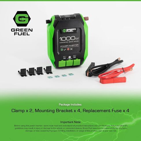 1000W WENVERTER 2000W ذروة W/DC 12V إلى 3x 120V AC ، 2x 2.4AMP USB ، أقواس التثبيت والمشابك المشمولة in Saudi Arabia