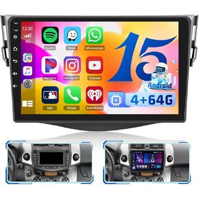 [Fit J-B-L] Car Radio for Toyota RAV4 2007 2008 2009 2010 2011 with Wireless Carplay Android Auto, 4+64G 9 inch Thouch Screen Bluetooth Radio with 1280 * 720 32EQ GPS WiFi