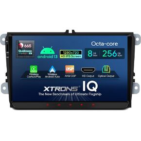 XTRONS Car Stereo for Volkswagen VW Jetta Beetle Tiguan Passat, Android 13 Octa Core 8GB+256GB Double Din Car Stereo Radio, 9" IPS Touchscreen GPS Navigation for Car Built-in DSP Car Play Android Auto