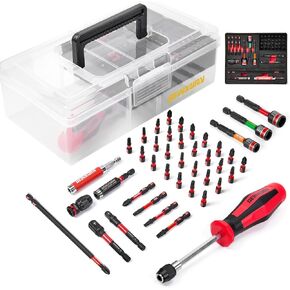 42Pieces Impact Screwdriver Bits Set, Magnetic S2 Steel Phillips/Square/Torx Insert Bits Tips,Impact Bit Holder and Impact Nut Driver and Screwdriver Handle with Black Storage Box Case