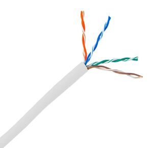 Cat5e Ethernet Cable, 24 AWG Solid Copper UTP, POE Compliant, Easy Pull Box for Network Setup, 500ft, White