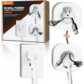 in-Wall Cable Management Kit – Includes Power & Low Voltage Cable Management – Hide Wires Easily with Prewired Design & Hole Saw Drill Attachment for Quick Installation