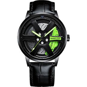 NANOLEAF Watch for Men with Quartz Movement Spinning Car Wheel Rim Hub Stainless Steel Luminous Pointer Waterproof Sport Casual Wristwatch in Kuwait