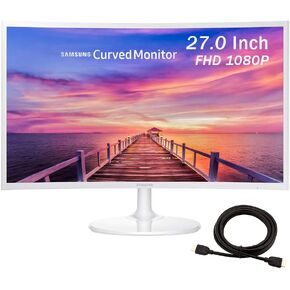 Samsung 2020 LC27F391FHNXZA 27 بوصة FHD (1920 × 1080) شاشة LED منحنية ، HDMI ، VGA ، AMD Radeon Freesync ، White + Nexigo 4K HDMI Cable Bundle