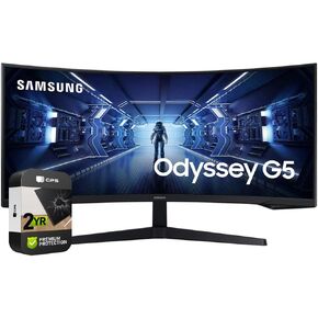 Samsung LC34G55TWW 34 inch Odyssey G55T WQHD 165Hz 1ms(MPRT) HDR Curved Gaming Monitor (Renewed) Bundle with 2 YR CPS Enhanced Protection Pack