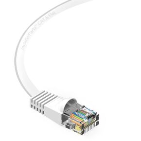 InstallerParts Ethernet Cable CAT6 Cable Flat 4 FT - White - Professional Series - 10Gigabit/Sec Network/High Speed Internet Cable, 550MHZ