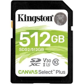 Kingston 512GB SDXC Canvas Select Plus 100R C10 UHS-I U3 V30 (SDS2/512GBCR)