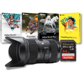 Sigma 18-35mm f/1.8 DC HSM Art Lens for Nikon DSLR Cameras Bundle with Software and 64GB Memory Card (3 Items)