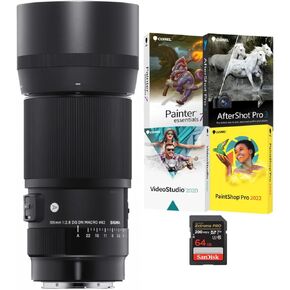 Sigma 105mm f/2.8 Art DG DN Macro Lens (Sony E-Mount) Bundle with 4 Softwares and 64GB Memory Card (3 Items)