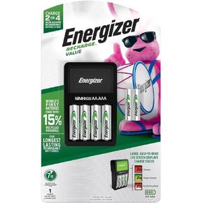 Rechargeable AA and AAA Battery Charger (Recharge Value) with 4 AA & 2 AAA NiMH Batteries – Fast Charge, LED Status Display, Eco-Friendly