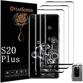 Galaxy S20 Plus Screen Protector, Tempered Glass Screen Protector【3+1 Pack 】 1 Pack Camera Lens Protector, Easy Installation, 9H Hardness Tempered Glass Screen Protector for Samsung Galaxy S20+ Plus