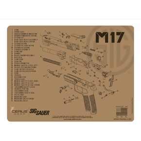 EDOG M17 Gun Cleaning Mat - Tan Schematic (Exploded View) Diagram Compatible with Sig Sauer M17 Tan Series Pistol 3 mm Padded Pad Protect Firearm Magazines Bench Surfaces Gun Oil Solvent Resistant