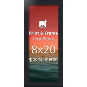ArtToFrames 8x20 Custom Picture Poster Frame with HD Photo Print and Optional Mat with 4x16 Opening, Framed in 1.25" Modern Flat Frame, Handcafted in the USA