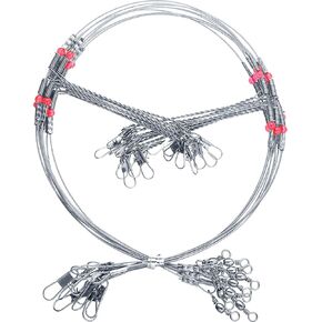 Tackle Rigs Fishing Leaders Stainless Steel Wire Trace Leader 2 Arm Fishing Rigs with Swivels Snap Connect Beads Fishing Line Tackle Fishing Kits for Lures Bait Rig or Hooks